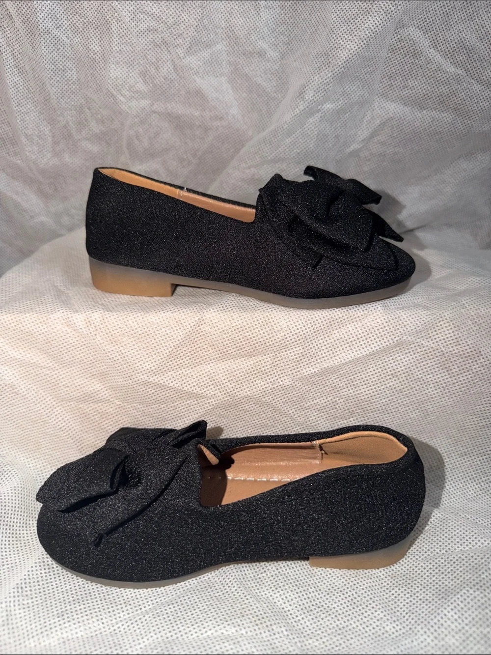 Girls Black Bow Slip-On Kids Shoes size 10